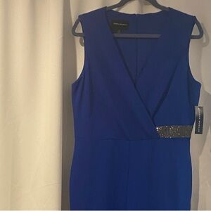 Elegant Blue Sleeveless Jumpsuit with Silver Accent